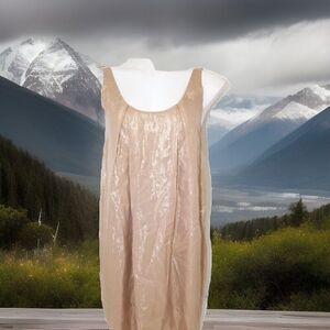 NWT Madison Marcus Women's Sz S Scoop Neck Silk Metallic Gold Sleeveless‎ Dress